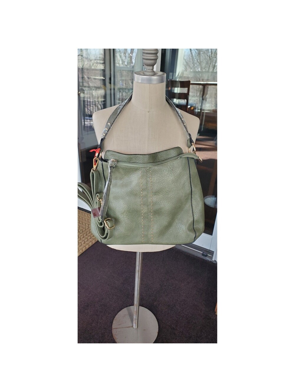 Montana West Women Olive Green Studded Hobo Shoulder Bag Purse MWC 128GN